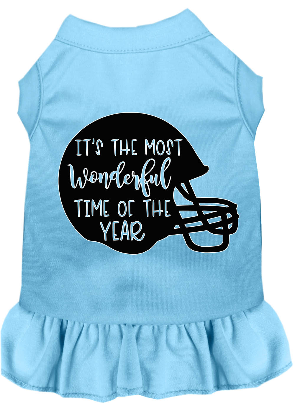 Most Wonderful Time of the Year (Football) Screen Print Dog Dress Baby Blue XL